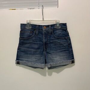 2/$20 - J Crew Medium Blue, Faded Blue Jean Shorts - High Rise - Raw Edge